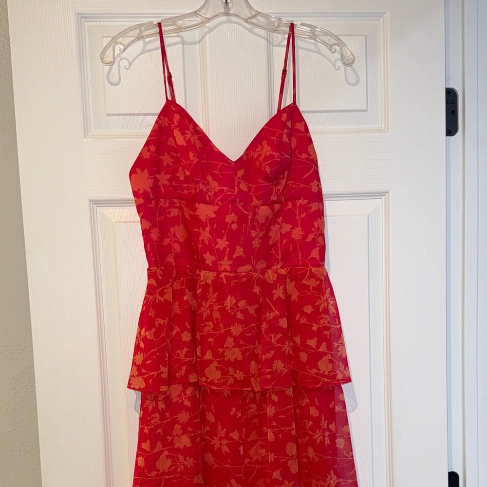 Amanda Uprichard Pink Floral Tiered Spaghetti-Strap Gown - Picture 4 of 14